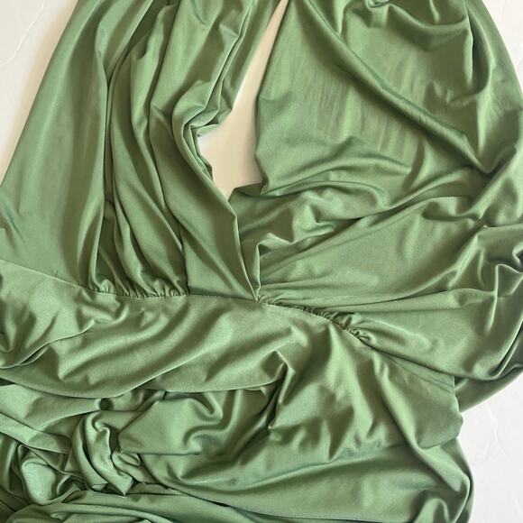 Dessy Collection Twist Wrap Convertible Maxi Dress in Apple Slice - Picture 5 of 7